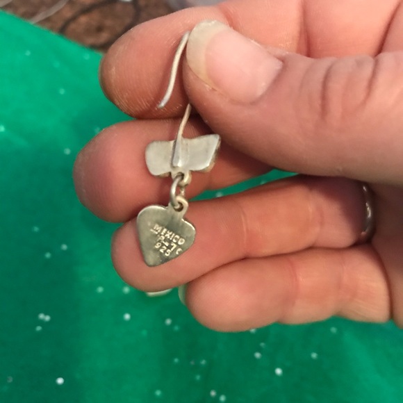 Sterling Silver Bow and Heart Earrings - Picture 4 of 4